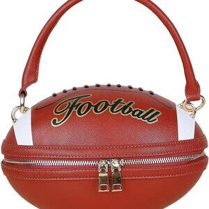 Women Football Shaped Crossbody Bag PU Leather Unique Sporty Clutch